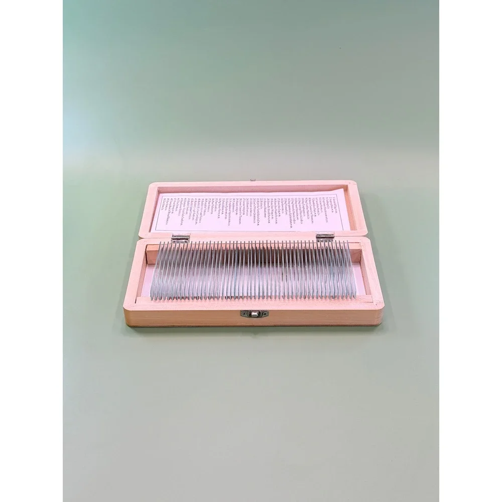 AmScope 50pc Prepared Microscope Slides Set Biological Specimen Wood Case PS50W
